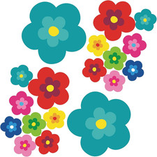 Pril Blumen Aufkleber 18er Set T&uuml;rkis - Autosticker Blumen 70er Jahre  Hippie Au