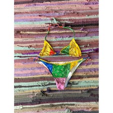MC2 Saint Barth Bandana Patchwork Bikini Set Multi Color Size 16 Made Italy