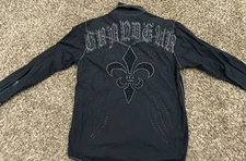 Vintage Y2K Roar Black Button Up Embroidered Western Rodeo Cowboy Shirt Medium