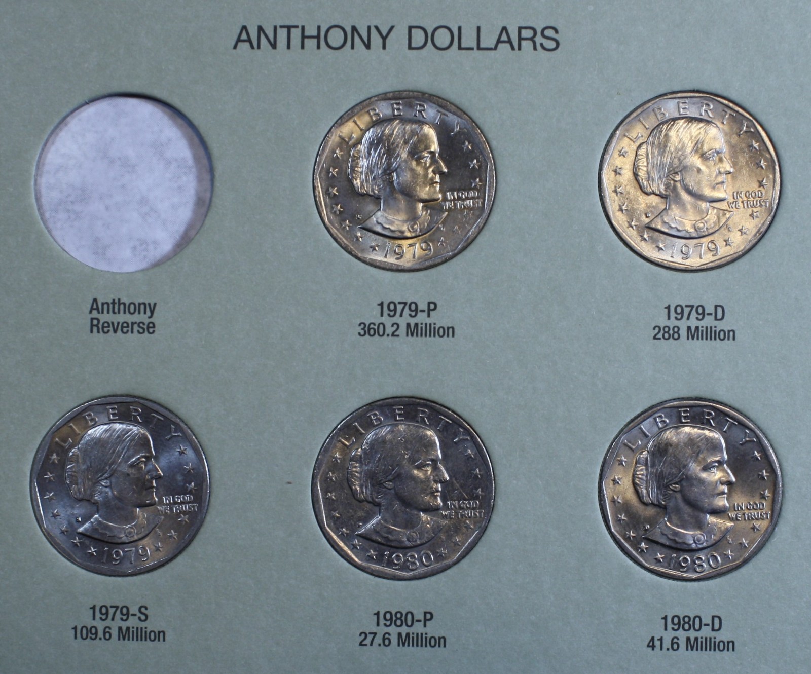 1971-1999 Eisenhower & Susan B Anthony Dollars Circ & UNC New Harris ...