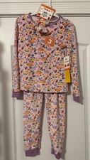 Modern Kids Girls Pajamas 3 Piece Set Size 8 Long Sleeve Top, Pants, Hair - New