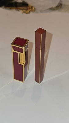 Vintage Maruman Joty 18k GP & LeStique Butane Lighters - Japan 70s Burgundy Gold