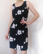 Vintage Blue Trendy Floral Print Short Dress Size M