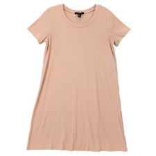 Forever 21 Pink Blush Midi Dress Classic Short Sleeves Scoop Neck Women's Size M