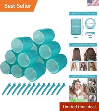 Create Stunning Curls with 12 Pack Hair Rollers - 1.57in Blue-Green, No Damage