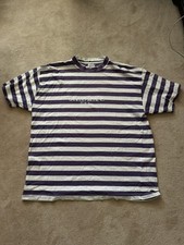 Vintage 90s Guess Jeans Georges Marciano Striped T-Shirt White purple USA Mens L