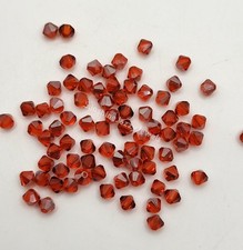 24pc Swarovski Crystal Hyacinth Satin 4mm Bicone Beads; Red Orange Gray Tint