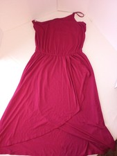 Ann Taylor Dark Red One Shoulder Stretch Dress Size M Cascading Skirt