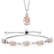925 Sterling Silver Pendant Bracelet Jewelry Set for Women | Gemstone