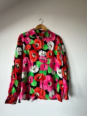 Vintage Poppy Floral Print Button-Up Blouse