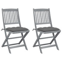 Klappbare GartenstüHle 2Er Set Aus Massivholz Akazie Mit Kissen