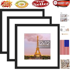 Elegant Black 12x12 Glass Picture Frame Set