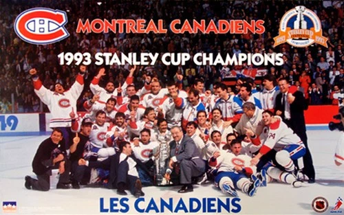 SPORTS POSTER WAREHOUSE Montreal Canadiens 1993 STANLEY CUP CHAMPIONS Celebration Vintage 22x34 POSTER