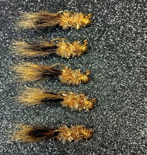 5 Golden Minnow - Crappie, Bluegill, Bream 1/32nd oz. Hair Jigs