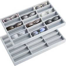 2 Pcs Sunglass Organizer Trays Glasses Stackable Jewelry Trays Sunglass Organ...
