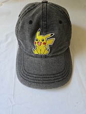 Pokemon Pikachu Baseball Cap Hat 2017 Adult Gray Stonewash Adjustable One Size