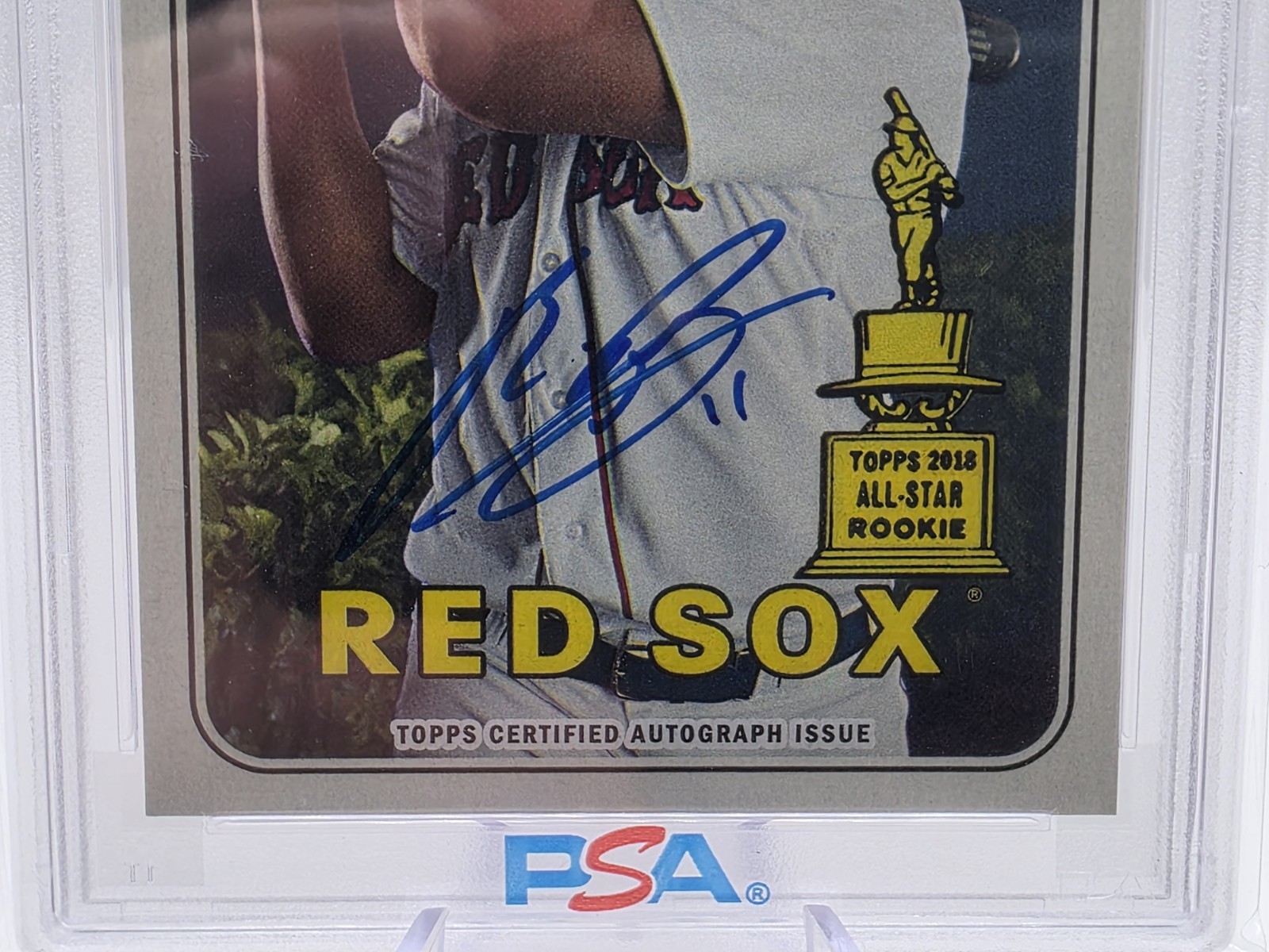 Rafael Devers 2018 Topps Heritage Real One RC On-Card Auto PSA 10/9 Auto view 2