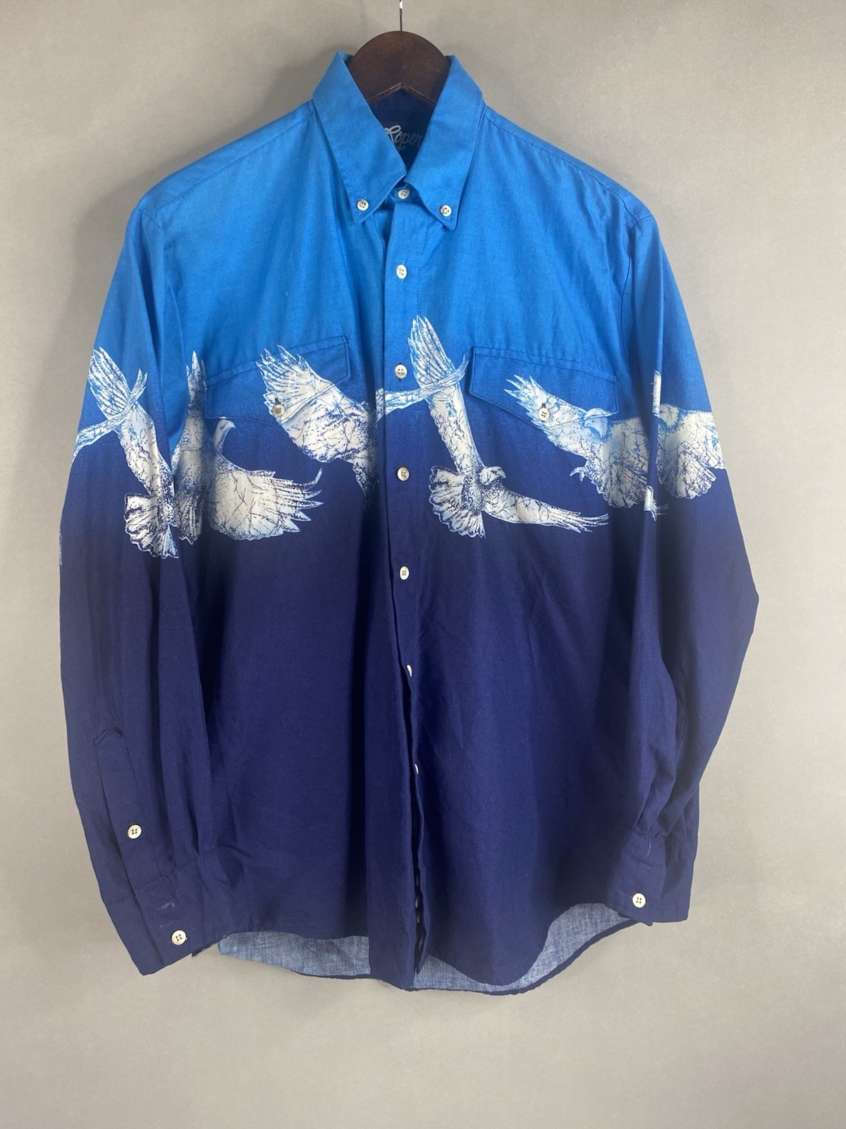 Vintage Roper Border Button Down Long Sleeve Blue… - image 2