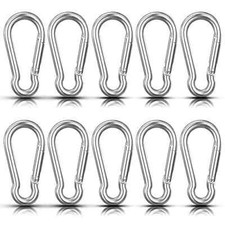 10 PCS Stainless Steel Carabiners Spring Snap Hooks Heavy Duty Keychain Clip NEW