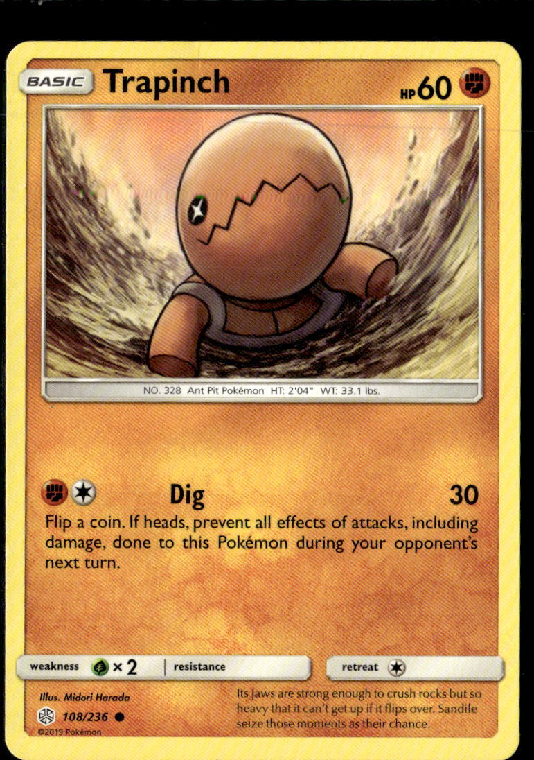 Pokemon Trapinch 108/236 Cosmic Eclipse Non Holo Common  2 Card Lot
