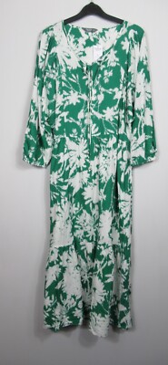 Nutmeg Womens Green White Print tiered Midi Dress Size 22 New