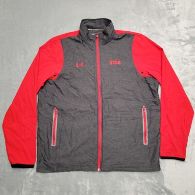 Utah Utes Jacket Men XL Loose Full Zip Black Red NCAA Allseasongear Under Armour