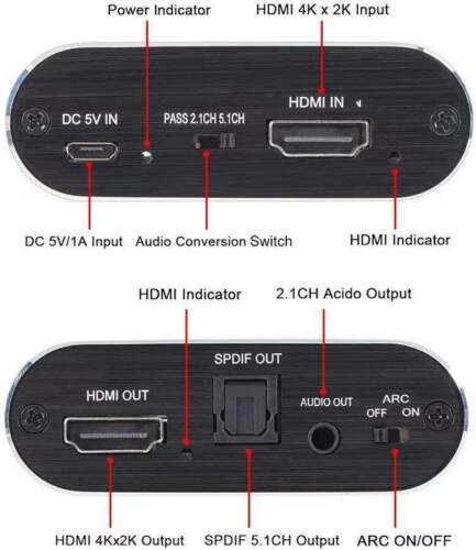 4K x 2K HDMI to HDMI Extractor Converter Optical TOSLINK SPDIF + 3.5mm Audio RCA - Picture 5 of 5