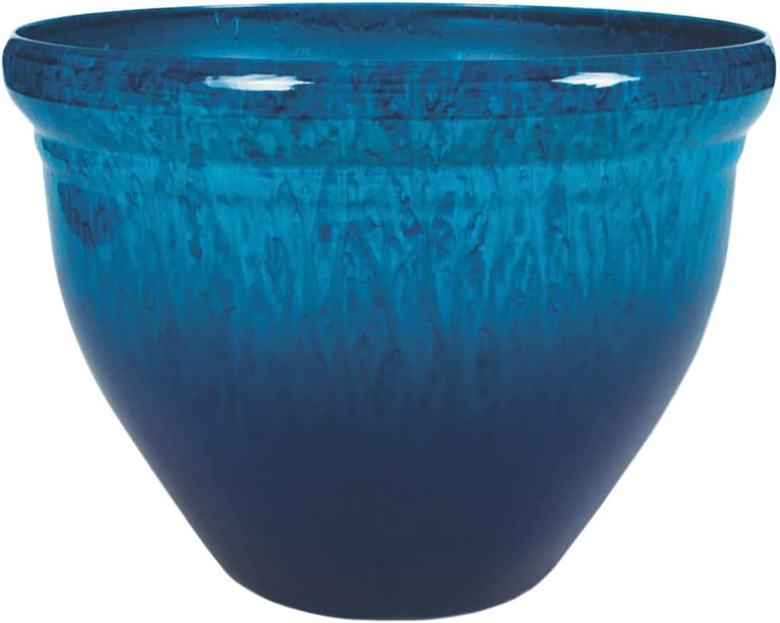 20 Inch Pizzazz Decorative Round Planter - Lightweight Premium Resin Plant ...