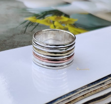 925 Sterling Silver Spinner handmade Ring five Tone Ring All Size Ring RN04