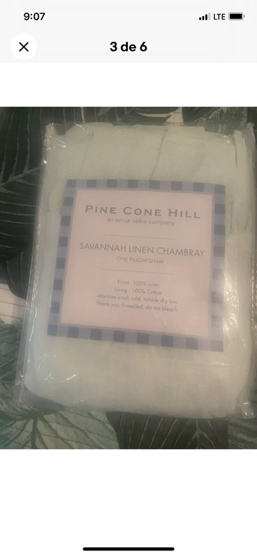 BRAND NEW PINE CONE HILL SAVANNAH LINEN CHAMBRAY EURO SHAM SKY