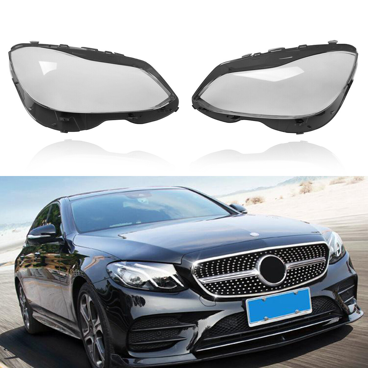 For Mercedes-Benz E W212 2014 2015 2016 Headlight Headlamps Clear Lens Covers