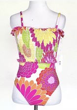 J Marie Smocked Ruffle Waist Swimsuit Retails 106 Price LSmall NWT