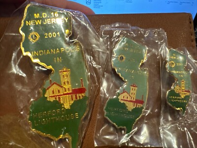 lions Club MD-16 New Jersey Indianapolis Herford Lighthouse hat Pin lot of 3