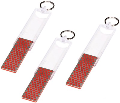 3 PACK DMT Mini-Sharp Keychain Sized Diamond Knife Sharpener Fine Grit 5  '' Open