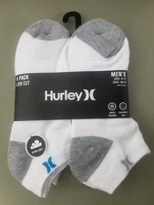 New Mens Hurley 6 Pack Cushioned Low Cut Socks.