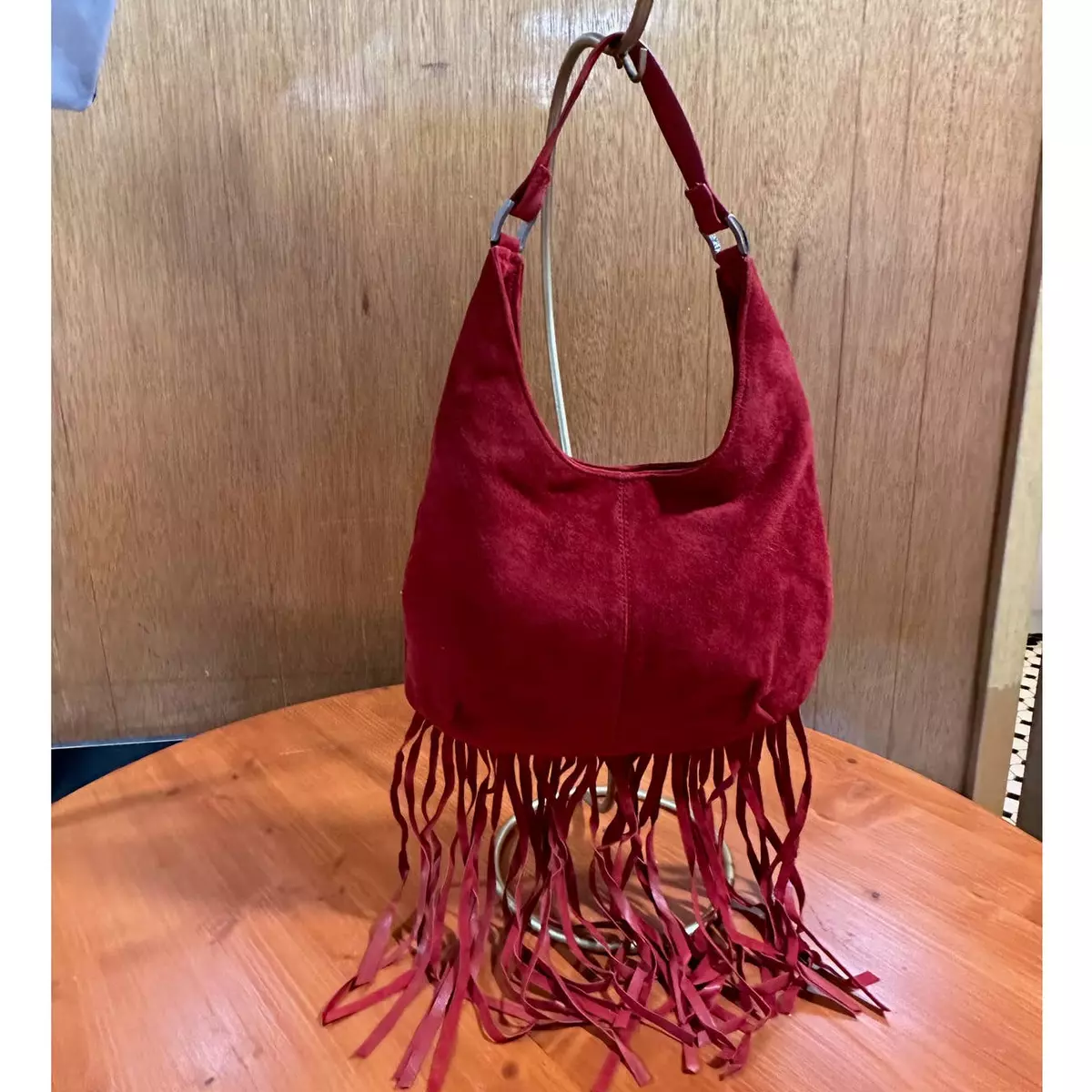 Red suede shoulder bag hotsell