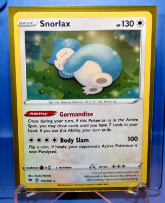 Snorlax HP130 2020 Collectible Pokemon *Foil* Trading Card No. 131