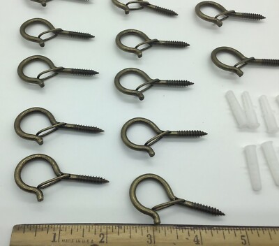 12/ 2  Oiled Look Snap Hooks Wood Screw Threads W/ Palstic Anchors NIP