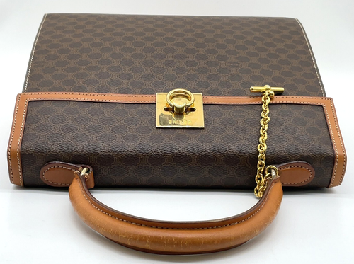 Authentic Celine Macadam Pattern PVC x Leather Brown Hand Bag i050044 - Picture 3 of 21