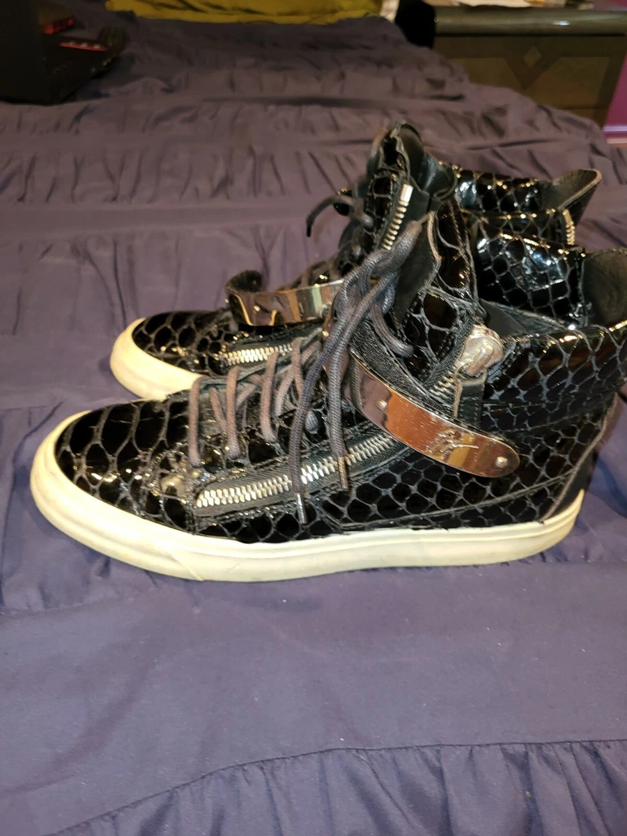 Giuseppe Sneakers Shoes Women Black Patent Silver Accents eBay