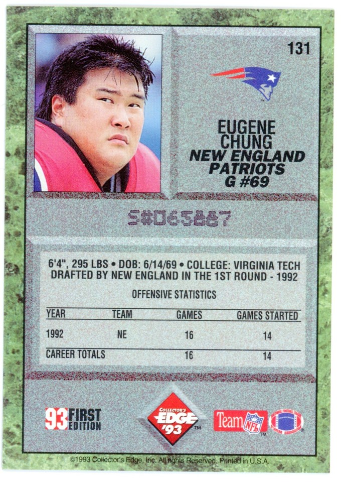 1993 Collector's Edge Eugene Chung Card 131 eBay