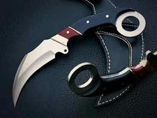 10.5" Custom Hand mate Karambit, Hunting Knife With Leather Sheath