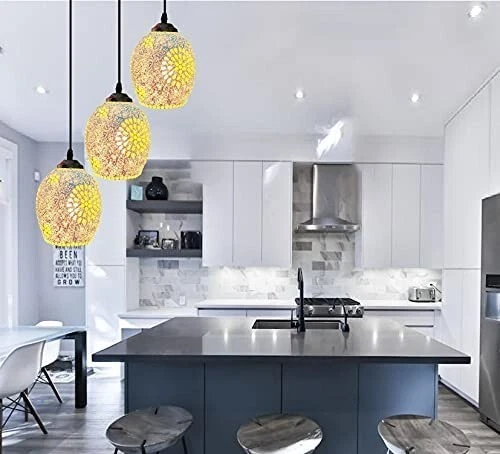 Moroccan Lantern Ceiling Mosaic Chandelier Hanging 3 Lamps Turkish Pendant Light - Image 4 of 4