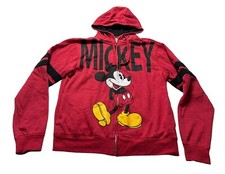 Disney Parks Mickey Mouse Full Zip Hooded Sweatshirt Red Adult Unisex Small SM