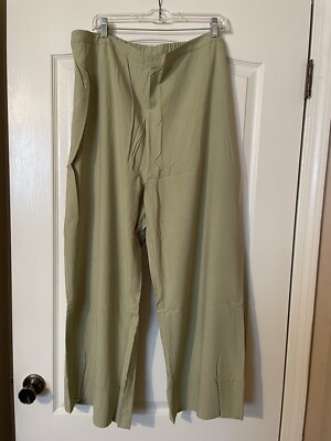 Maree Pour Toi Sage Green Linen Blend Wide Leg Pants Size 20 NWT Boho Comfort