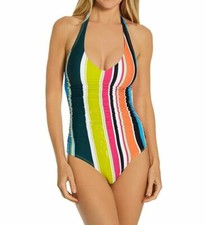 NWT Anne Cole Swim Swimsuit One 1 piece Sz 14Halter Shirred V Neck