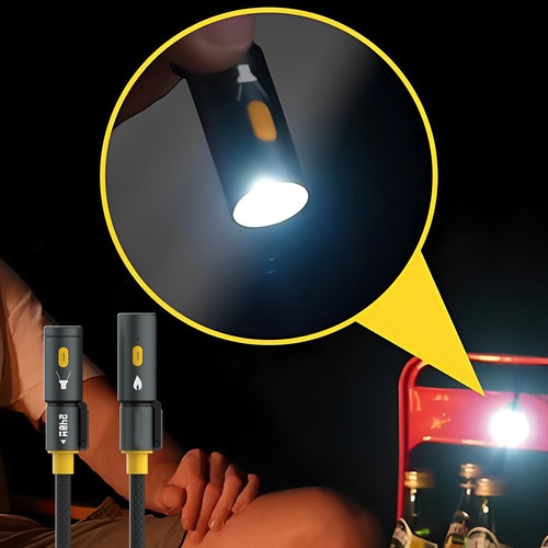 240W Braided USB C Cables with Lighter & LED Flashlight for Camping & Light - Zdjęcie 4 z 9