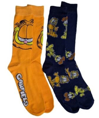 Garfield Cat & Odie Dog Cartoon Character Men s Crew Socks Two Pair Pack