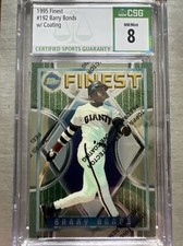 BARRY BONDS 1995 TOPPS FINEST W/COATING CSG NM-MT 8 #192🔥HOT🔥INVEST🔥📈