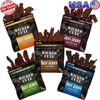 Premium Beef Jerky Variety Pack High Protein Tender Juicy Snacks 5 Flavors New